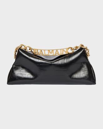 Balmain 1945 Soft Clutch Bag in Monogram Leather