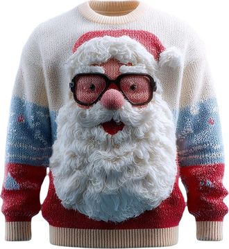 Generic Xmas Jumper Men Christmas Tree Santa Claus Jumpers Unisex Women Tops Pullover Wine Glass Gingerbread Sweatshirts T-Shirt Gonk Holiday Penguin Deer 3D 