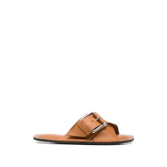 Plan C Sliders, female, Brown, Size: 9 US Buckle Flat Sandal