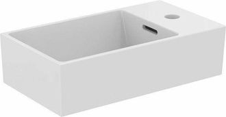 Ideal Lavabo Extra 450x250x150mm, Balda A La Derecha, Blanco Con 1 Orificio Para Grifer&iacute;a Plus, Con Rebosadero Standard