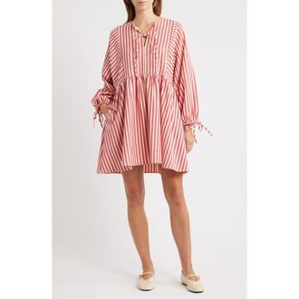 FRNCH Huxley Long Sleeve Babydoll Dress in Rouge at Nordstrom Rack, Size X-Small