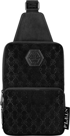 Philipp Plein Tassen, Heren, Zwart, ONE Size, Katoen, Lederen Crossbody Monogram Strass