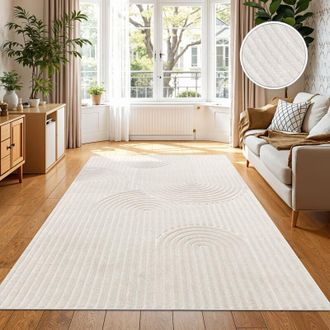 Paco Home Paco Home Alfombra De Exterior Resistente A La Intemperie Balcon Scandi Design Rainbow Beige Crema 160x220 Cm