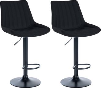 Clp Clp - Set De 2 Taburetes De Bar Toni En Tela Negro Metal Negro Mate