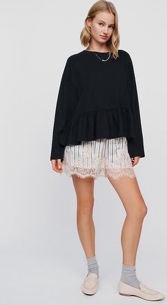 The Great. 100% Cotton Ruffle Peplum Tee