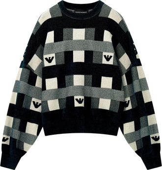 Emporio Armani Jersey con cuello redondo y logo Intarsia - Knitwear - Mujer - Multicolor - L
