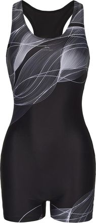 Slazenger Womens Lycra Xtra Life Boyleg Swimsuit Black/Grey 10
