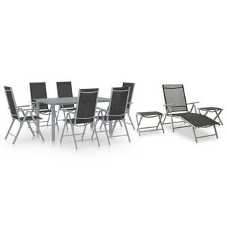 Berkfield Home 10 Piece Garden Dining Set Black & Silver