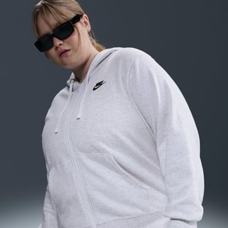 Nike Womens Nike Sportswear Club Fleece Full-Zip Hoodie (Plus Size) in Brown | DV5211-051