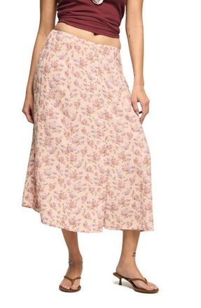 Lucky Brand Simone Floral Midi Skirt in Pink Floral at Nordstrom, Size Medium