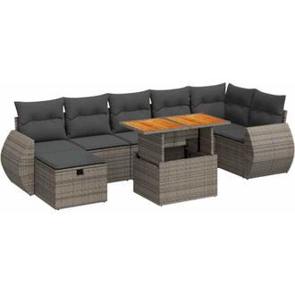 vidaXL Vidaxl - Set Divano Giardino 5 pz con Cuscini Grigio Polyrattan Acacia