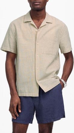 Madewell Short Sleeve Button-Up Shirt in Indigo-Dyed Stripe in Colton Stripe at Nordstrom, Size X-Large