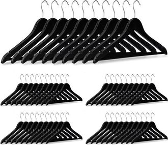 Relaxdays 200 Perchas Ropa Para Pantalones Trajes Camisas, Madera, Negro, 23,5 X 45 X 1 Cm