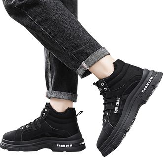 Generic High Top Men Shoes Winter and Thick Thermal Shoes Men Casual Non Slip Boots Sports Shoes (Black, 5.5)