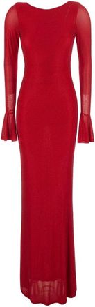 Twentyfourhaitch Kleedjes, Dames, Rood, M, Polyester, Algedi Lange Jurk