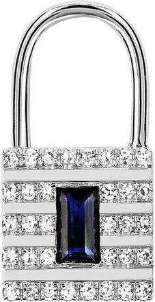 EF Collection 14K 1.77 ct. tw. Diamond & Blue Sapphire Lock Single Earring