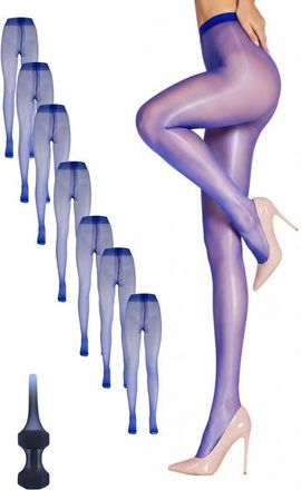 Lechery 7-Pack Glossy Sheer Run Resistant Party Evening Tights for Women in Blue at Nordstrom, Size Large/x-Large