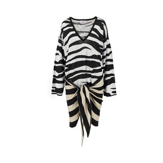 The Attico Zebra striped knitted mini dress Woman 40