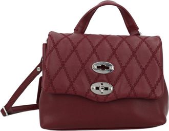 Zanellato Compact Burgundy Leather Handbag With Quilted Flap