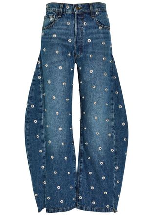 A.W.A.K.E Mode Stud-embellished Barrel-leg Jeans - Blue - 38 (UK10 / S)