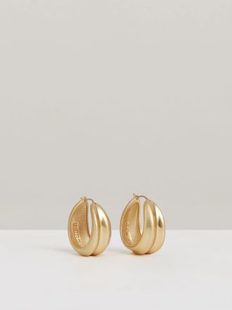 Reiss Gold Tone Sculptural Hoop Earrings