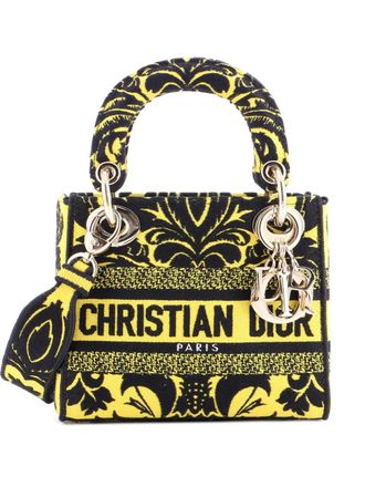 Dior Lady D-Lite Bag Embroidered Canvas Mini satchel - women - Canvas - One Size - Yellow