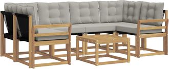 vidaXL Conjunto De Sof&aacute;s De Exterior 7 Uds. Blanco Y Gris Claro Vidaxl