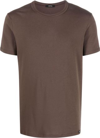 Tom Ford solid-color crew-neck T-shirt - men - Cotton/Elastane - S - Brown