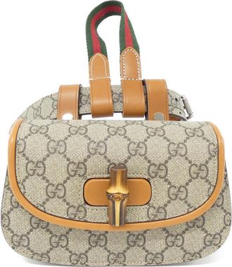 Gucci Beige Brown Gg Supreme Leather Fanny Pack (Pre-Owned)