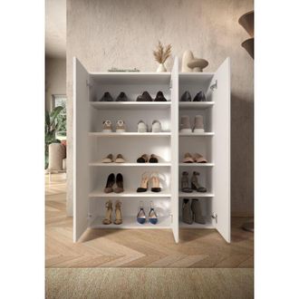 Dmora Zapatero Lauro, Mueble Para Zapatos 8 Estantes, 25 Pares, 10 Compartimentos, 95x35x116h Cm Blanco Brillante