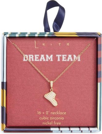 Leith Pavé CZ Sneaker Pendant Necklace in Clear- Gold at Nordstrom Rack
