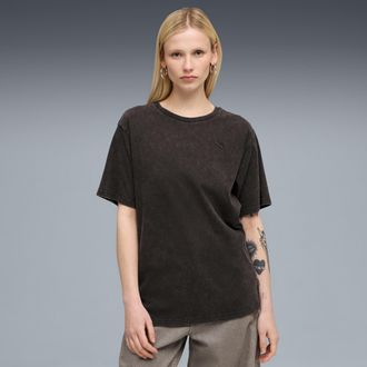 Puma T-Shirt PUMA ESS ELEVATED RELAXED WASH TEE, Damen, Gr. XL, schwarz (puma schwarz), Jersey, Obermaterial: 100% Baumwolle, bedruckt, relaxed fit normal,