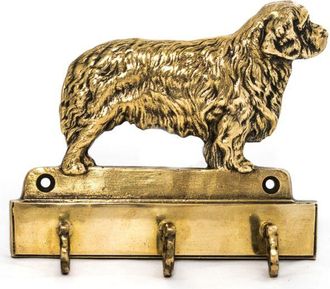 OEM Clumber Spaniel: Un Colgador De Llaves Con Un Perro, Un Soporte De Lat&oacute;n Para Accesorios Para Perros, Una Elegante Decoraci&oacute;n Para El Pasillo De Art-d