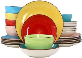 Elama Sebastian 24 Piece Double Bowl Stoneware Dinnerware Set in Pink at Nordstrom