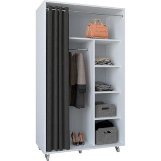 ebuy24 Armario De Madera Vcm Gabinete Abierto Con Rodillos Walkable Estante De Ropa Dimensiones Aprox. Al. 175 X An. 101 X P. 51 Cm - Ostila (blanco)