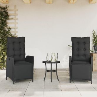 vidaXL Vidaxl - Sillones Reclinables Jard&iacute;n Con Reposapi&eacute;s 2 Uds Rat&aacute;n Pe Negro