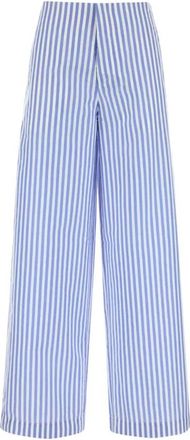 Philosophy di Lorenzo Serafini Geborduurde Poplin Broek - Dames - Wijde Broeken - Blauw - S - Broeken