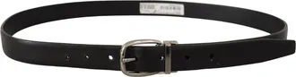 Dolce & Gabbana Mens Black Leather Chrome Logo Metal Buckle Belt