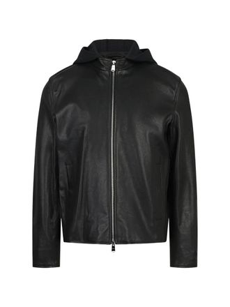 Dondup Black Lambskin Leather Biker Jacket