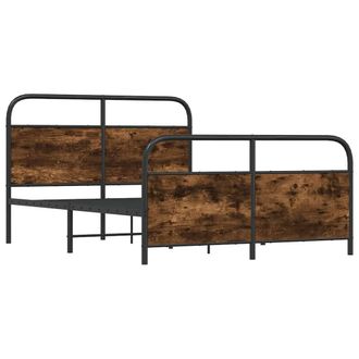 Berkfield Home Metal Bed Frame without Mattress Smoked Oak 140x200 cm in Brown