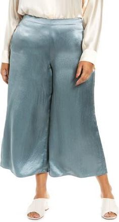 Vince Satin Wide Leg Cullottes in Azure Stone at Nordstrom Rack, Size 18W