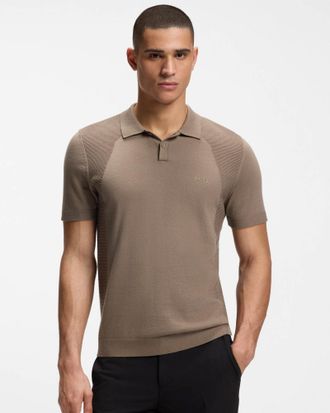 HUGO BOSS Mens Momentum-Lite Short Sleeve Polo Shirt in Tan Cotton - Size X-Large