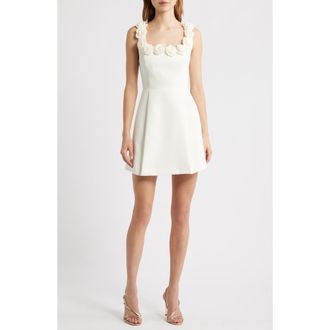 Lucy Paris Rosette Trim Cocktail Minidress in Cream at Nordstrom, Size X-Large