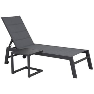 Happy Garden Tumbona y mesa auxiliar de textileno gris y aluminio antracita