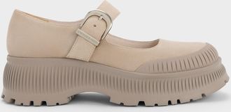 Charles & Keith Darra Faux Suede Ridged-Sole Platform Mary Janes