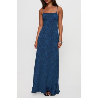Princess Polly South of France Floral Burnout Maxi Dress in Navy at Nordstrom, Size 8