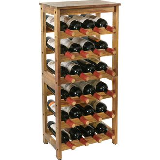 Relaxdays Relaxdays wine rack, 24 bottles, acacia wood, HxWxD 82 x 36 x 24 cm, wine holder for red & white wine, natural