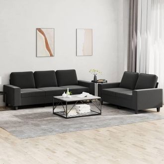 vidaXL Juego De Sof&aacute;s 2 Piezas Tela Negro Vidaxl