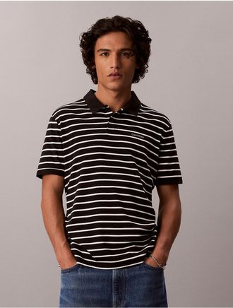 Calvin Klein Mens Liquid Touch Stripe Polo Shirt - Black - 2XL