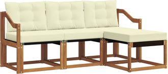 vidaXL Conjunto De Sof&aacute;s De Exterior 4 Uds. Natural Y Crema Vidaxl